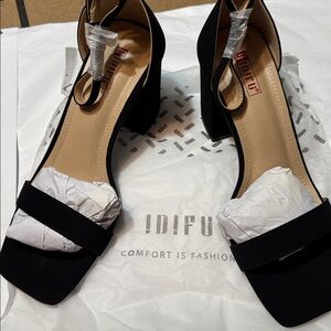 IDIFU Elegant Black Block Heels